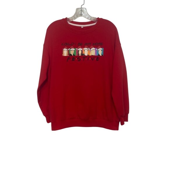 Friends Themed Christmas Sweatshirt Womens Small Red Graphic Print - Picture 2 of 9